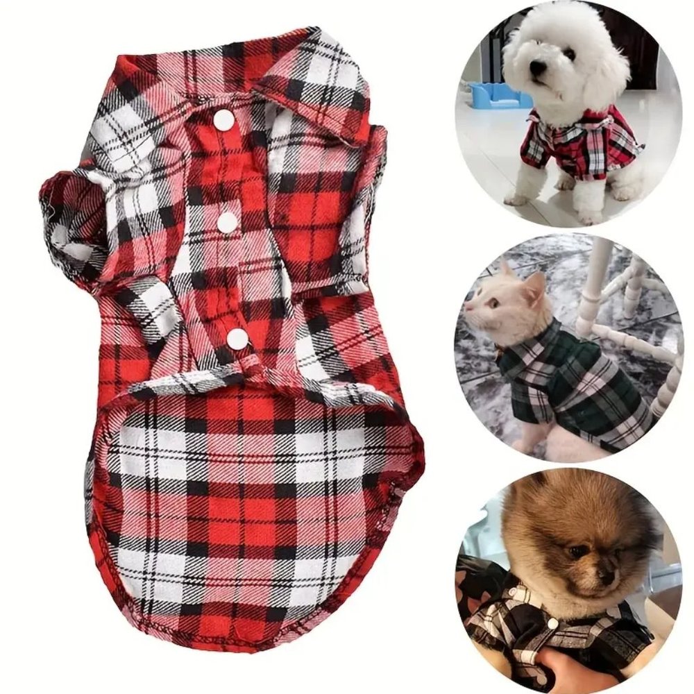 COPY - Dog Pet Plaid Shirt Blue size Medium NWT